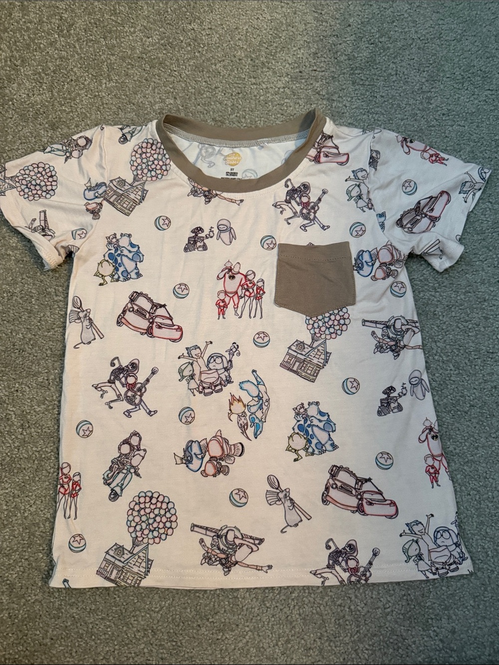 Kids Bamboo Neutral Pocket Tee with Disney Silhouette Print